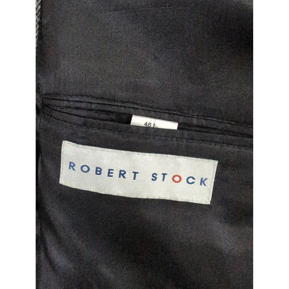 Robert Stock Sport‎ Coat Mens 46L Charcoal Gray Camel Hair Blend Herringbone